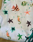 Hill House 100% Linen Straight Leg Drawstring Skylar Pant in Sea Creatures