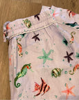Hill House 100% Linen Straight Leg Drawstring Skylar Pant in Sea Creatures
