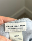 Club Monaco 100% Cashmere Baby Blue Fitted Ribbed Cuff Long Sleeve Sweater