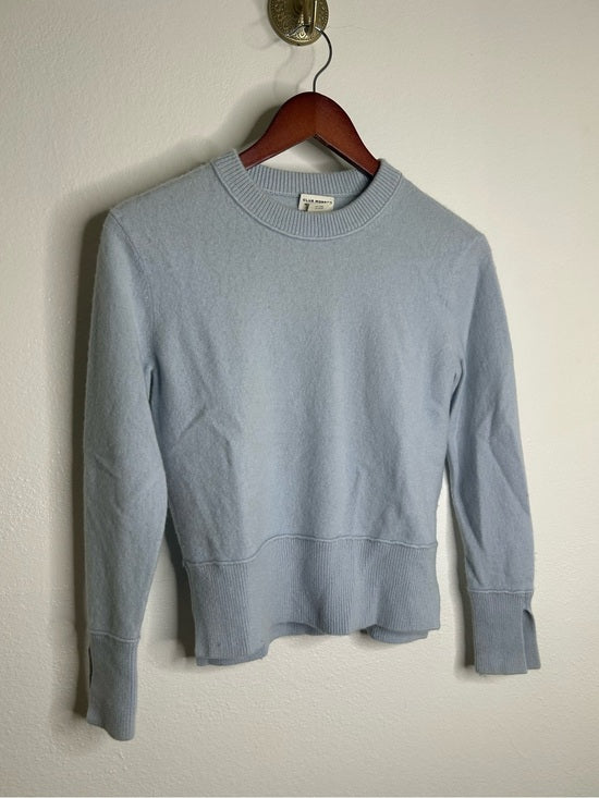 Club Monaco 100% Cashmere Baby Blue Fitted Ribbed Cuff Long Sleeve Sweater