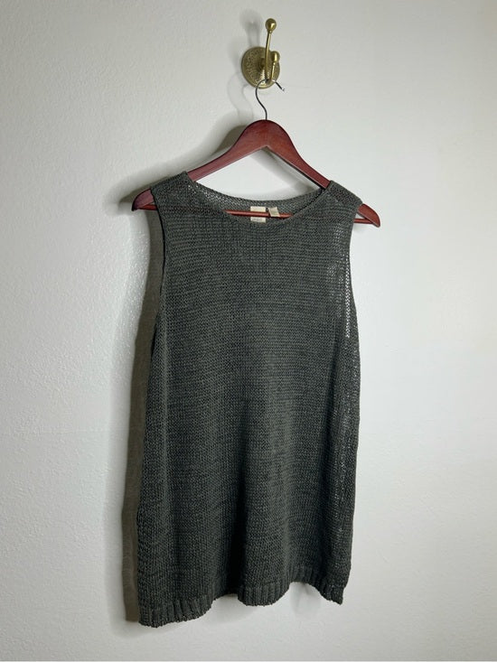 Eileen Fisher 'Fisher Project' 100% Organic Cotton Knit Green Tunic Tank Top
