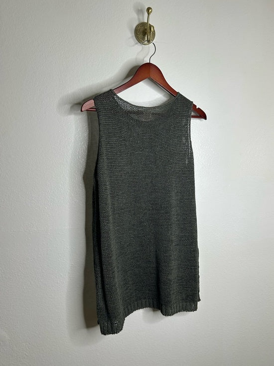 Eileen Fisher 'Fisher Project' 100% Organic Cotton Knit Green Tunic Tank Top