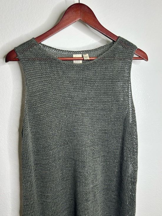 Eileen Fisher 'Fisher Project' 100% Organic Cotton Knit Green Tunic Tank Top