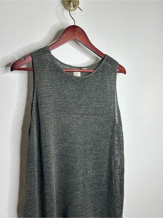 Eileen Fisher 'Fisher Project' 100% Organic Cotton Knit Green Tunic Tank Top