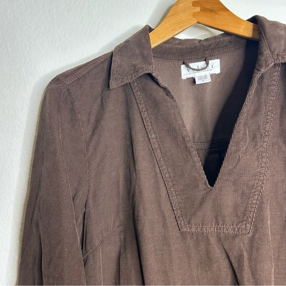 Velvet By Graham &amp; Spencer 100% Cotton Chocolate Brown Corduory Elke Mini Dress