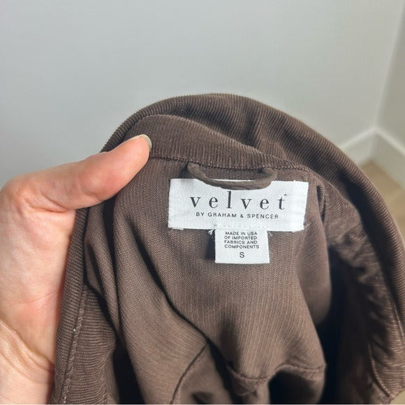 Velvet By Graham &amp; Spencer 100% Cotton Chocolate Brown Corduory Elke Mini Dress