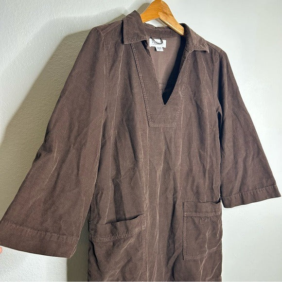 Velvet By Graham &amp; Spencer 100% Cotton Chocolate Brown Corduory Elke Mini Dress