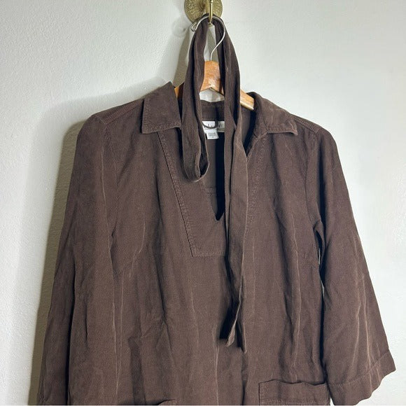 Velvet By Graham &amp; Spencer 100% Cotton Chocolate Brown Corduory Elke Mini Dress