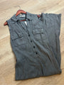 Zara 100% Linen Charcoal Gray Button Down Raw Hem Tank Collared Maxi Dress