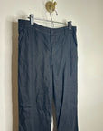 Garnet Hill 100% Linen Classic Linen Trouser Straight Leg Pant in Black