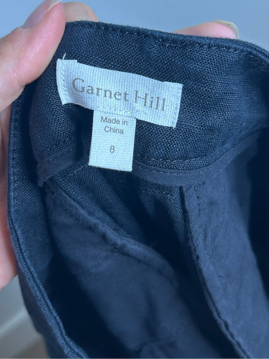Garnet Hill 100% Linen Classic Linen Trouser Straight Leg Pant in Black