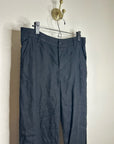 Garnet Hill 100% Linen Classic Linen Trouser Straight Leg Pant in Black