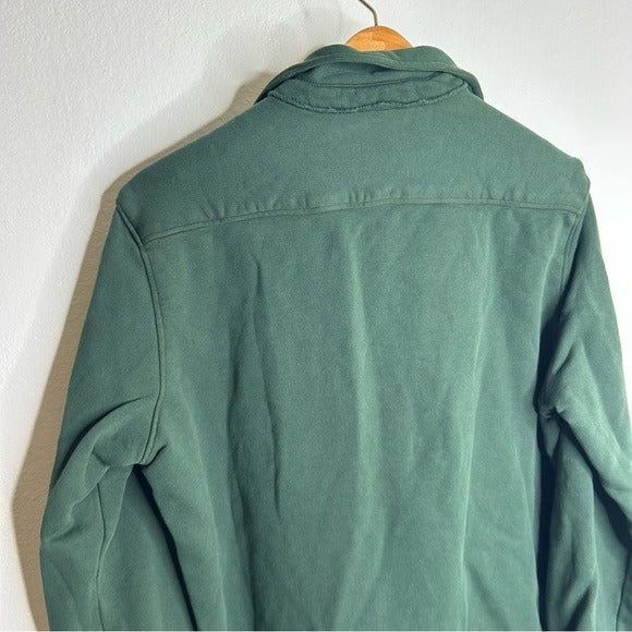 Frank &amp; Eileen 100% Cotton Eileen Triple Fleece Sweatshirt Button Down Top Green
