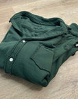 Frank & Eileen 100% Cotton Eileen Triple Fleece Sweatshirt Button Down Top Green