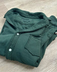 Frank & Eileen 100% Cotton Eileen Triple Fleece Sweatshirt Button Down Top Green