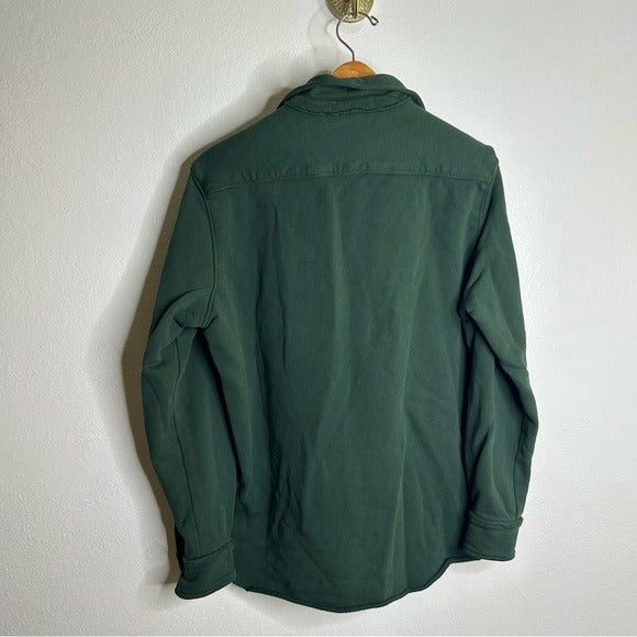 Frank &amp; Eileen 100% Cotton Eileen Triple Fleece Sweatshirt Button Down Top Green