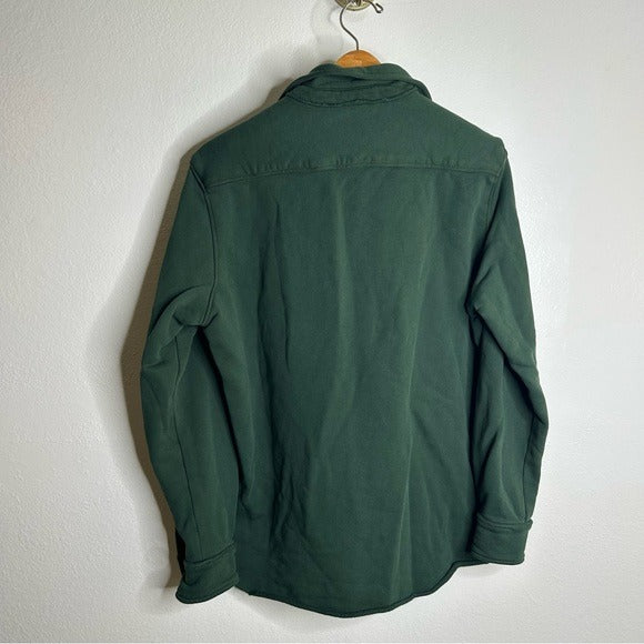 Frank &amp; Eileen 100% Cotton Eileen Triple Fleece Sweatshirt Button Down Top Green