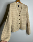 GAP 100% Cotton Crochet Textured Open Knit Button Down Cardigan Sweater