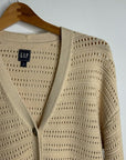 GAP 100% Cotton Crochet Textured Open Knit Button Down Cardigan Sweater