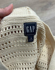 GAP 100% Cotton Crochet Textured Open Knit Button Down Cardigan Sweater