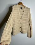 GAP 100% Cotton Crochet Textured Open Knit Button Down Cardigan Sweater