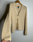 GAP 100% Cotton Crochet Textured Open Knit Button Down Cardigan Sweater