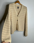 GAP 100% Cotton Crochet Textured Open Knit Button Down Cardigan Sweater