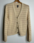 GAP 100% Cotton Crochet Textured Open Knit Button Down Cardigan Sweater