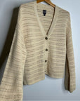 GAP 100% Cotton Crochet Textured Open Knit Button Down Cardigan Sweater