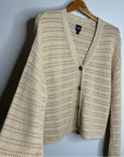 GAP 100% Cotton Crochet Textured Open Knit Button Down Cardigan Sweater