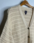 GAP 100% Cotton Crochet Textured Open Knit Button Down Cardigan Sweater
