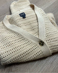 GAP 100% Cotton Crochet Textured Open Knit Button Down Cardigan Sweater