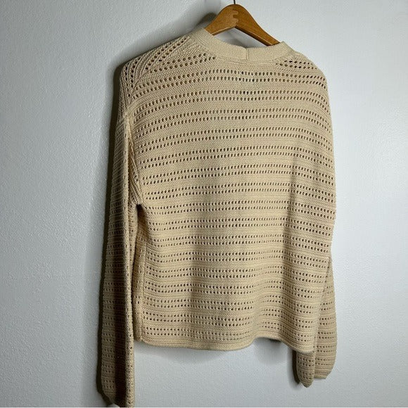 GAP 100% Cotton Crochet Textured Open Knit Button Down Cardigan Sweater