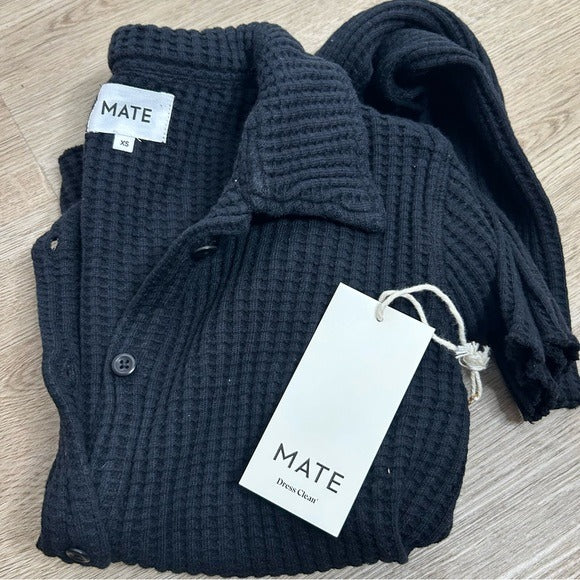 MATE the Label MATE The Label 100% Organic Cotton Button Down Cardigan Waffle Top - Cotton