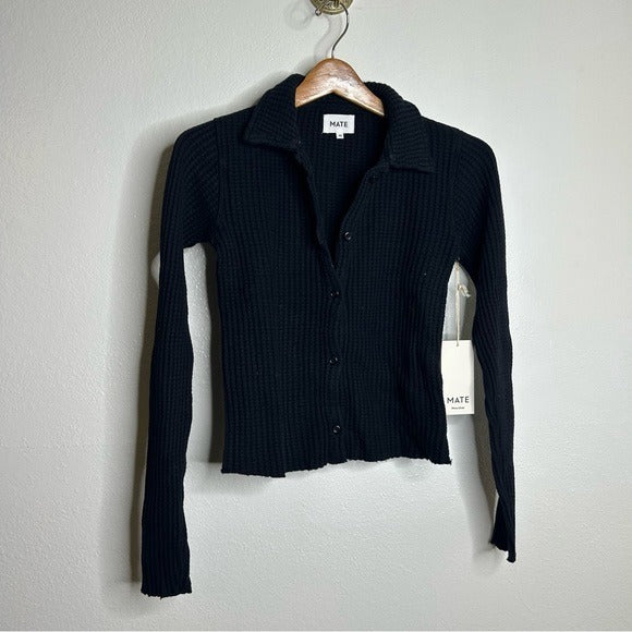 MATE the Label MATE The Label 100% Organic Cotton Button Down Cardigan Waffle Top - Cotton