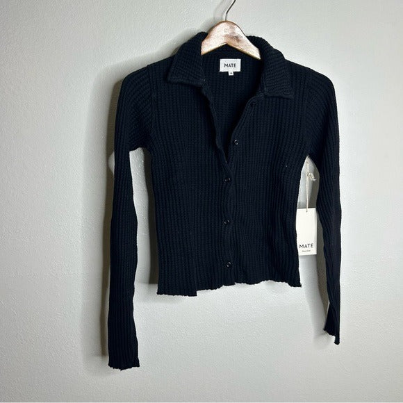 MATE the Label MATE The Label 100% Organic Cotton Button Down Cardigan Waffle Top - Cotton