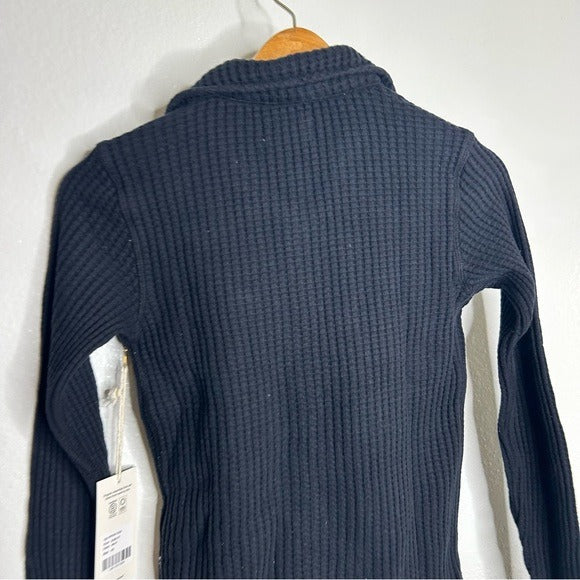 MATE the Label MATE The Label 100% Organic Cotton Button Down Cardigan Waffle Top - Cotton