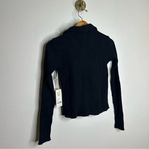 MATE the Label MATE The Label 100% Organic Cotton Button Down Cardigan Waffle Top - Cotton