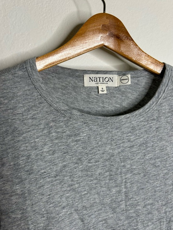 Nation Los Angeles 100% Organic Pima Cotton Gray Long Sleeve Scoop Neck Top