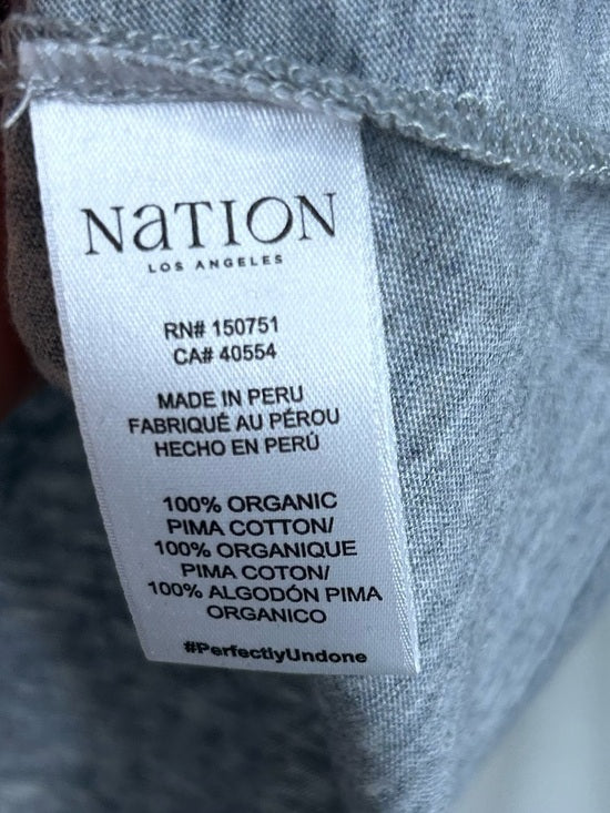 Nation Los Angeles 100% Organic Pima Cotton Gray Long Sleeve Scoop Neck Top