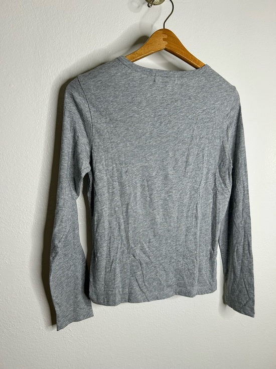 Nation Los Angeles 100% Organic Pima Cotton Gray Long Sleeve Scoop Neck Top