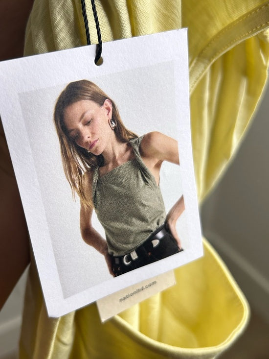 Nation LA 100% Pima Cotton Sabrina Twist Tie Tank in Butter Yellow