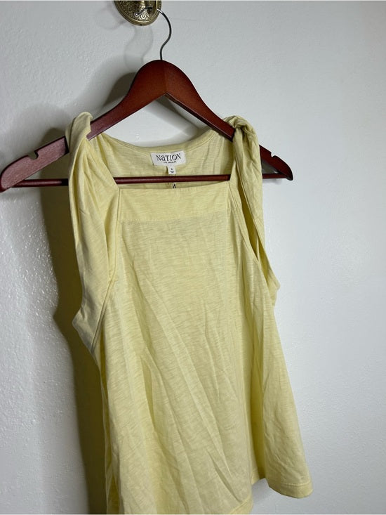 Nation LA 100% Pima Cotton Sabrina Twist Tie Tank in Butter Yellow