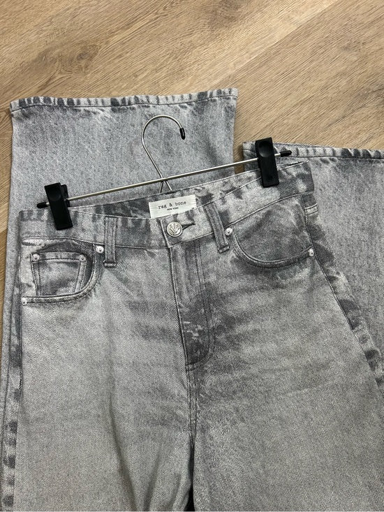 rag &amp;amp; bone Rag &amp;amp; Bone 100% Cotton Miramar Terry Sofie Wide Leg Washed Gray Black Pant - Cotton