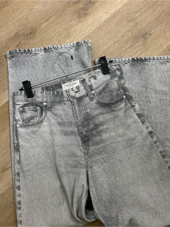 rag &amp;amp; bone Rag &amp;amp; Bone 100% Cotton Miramar Terry Sofie Wide Leg Washed Gray Black Pant - Cotton