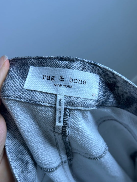 Rag &amp; Bone 100% Cotton Miramar Terry Sofie Wide Leg Washed Gray Black Pant