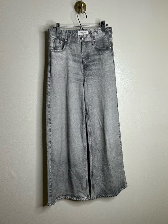 rag &amp;amp; bone Rag &amp;amp; Bone 100% Cotton Miramar Terry Sofie Wide Leg Washed Gray Black Pant - Cotton