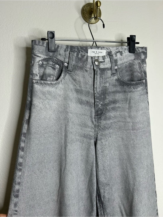 rag &amp;amp; bone Rag &amp;amp; Bone 100% Cotton Miramar Terry Sofie Wide Leg Washed Gray Black Pant - Cotton