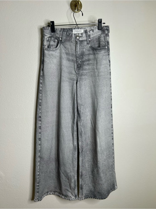 rag &amp;amp; bone Rag &amp;amp; Bone 100% Cotton Miramar Terry Sofie Wide Leg Washed Gray Black Pant - Cotton