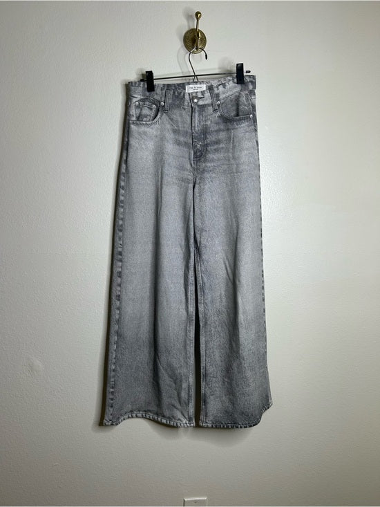rag &amp;amp; bone Rag &amp;amp; Bone 100% Cotton Miramar Terry Sofie Wide Leg Washed Gray Black Pant - Cotton